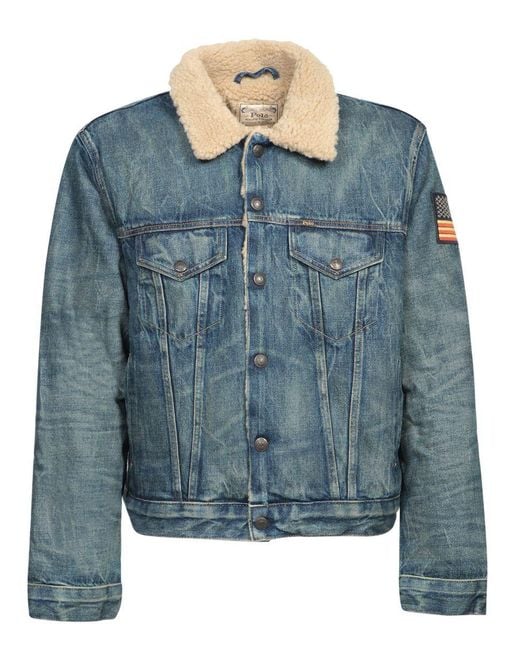Polo Ralph Lauren Blue Fleece-Lined Denim Trucker Jacket for men