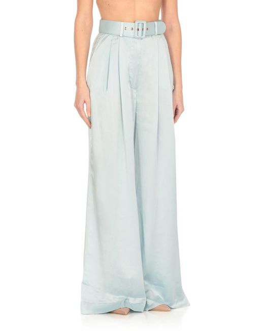 Zimmermann Light Silk Pants in Blue | Lyst
