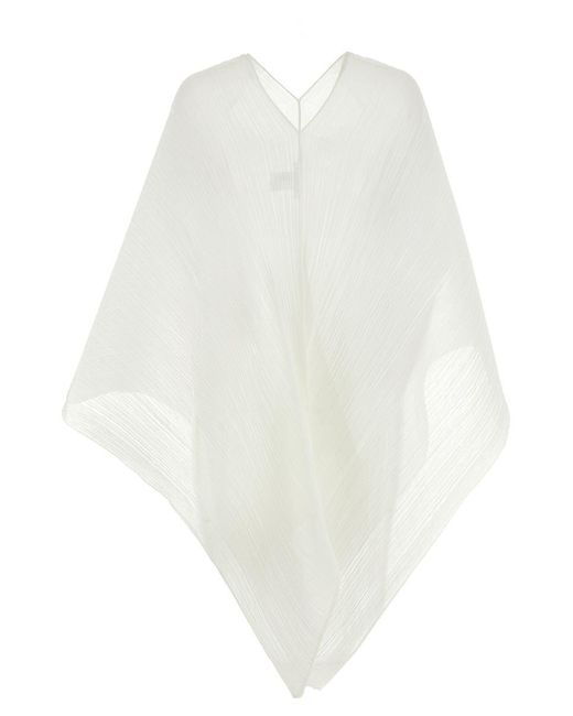 Pleats Please Issey Miyake White 'Basic Madame-T Small' Stole