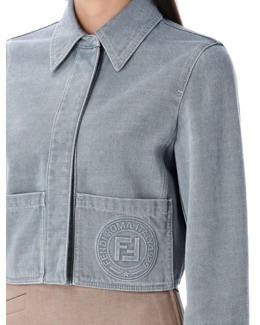 【フェンディ】 Jackets - Cropped Jackets ジャケット Fendi Fendi Panelled Cropped Denim Jacket - Jackets - Free