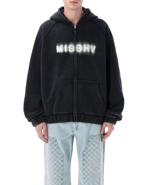 M I S B H V Black Community Zipped Hoody for men