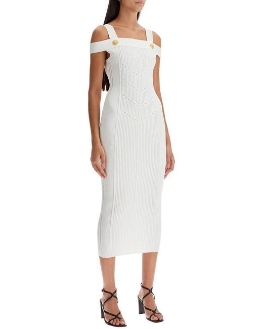 Balmain White Knitted Dress