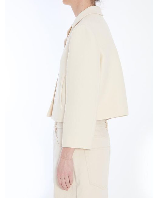 Gucci White Gg Jacquard Cropped Jacket