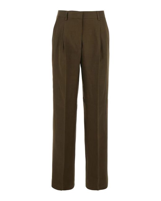 Pinko Green Pants With Belt Loops And Pleats