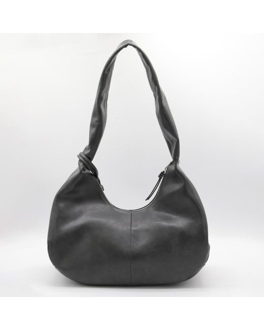 Ganni Leather Hobo Medium Shoulder Bag in Black | Lyst