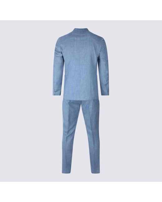 Eleventy Blue Denim Wool Suits for men