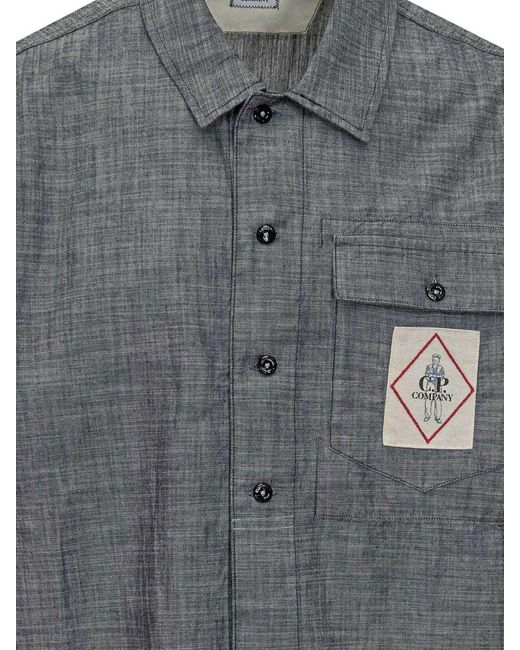 C P Company Gray Chambray Shirt for men