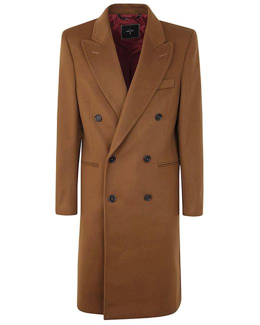 SARTORIA BRIZZI Brown Double Breasted Coat for men