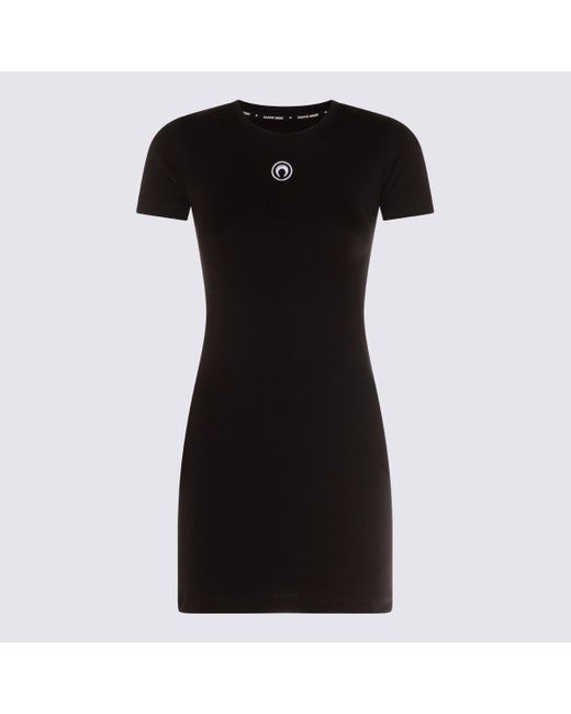 ワンピース MARINE SERRE Black Stretch Cotton Mini Dress Marine Serre Cotton Mini Dress in Black | Lyst UK