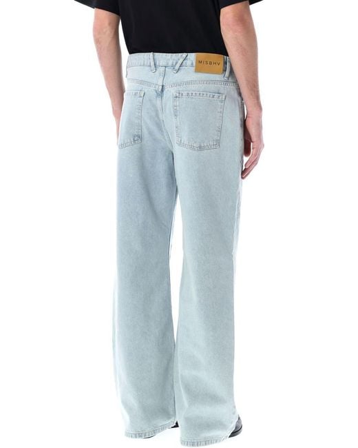 M I S B H V Blue Monogram Carpenter Denim Trousers for men