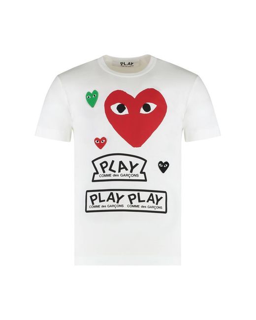COMME DES GARÇONS PLAY White Printed Cotton T-Shirt for men