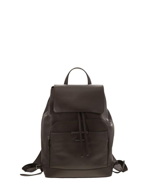 Tod's Black T Timeless Medium Leather Backpack for men