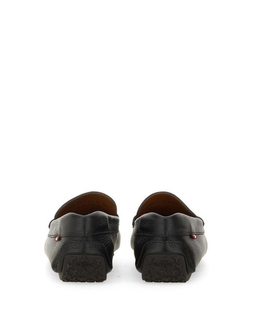 Bally Black Buffalo Leather Slip-On Loafers