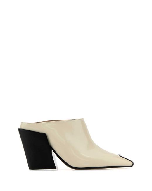 Bottega Veneta White Ivory Leather Ventura Mules