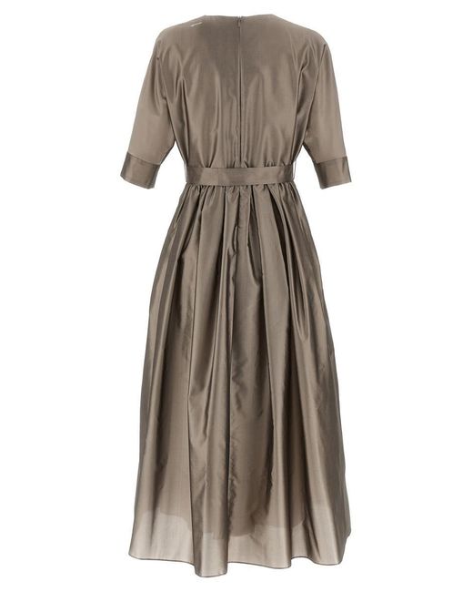 S MAX MARA VIOLAサテンシルクミディドレス S Max Mara Viola Midi Dress | Grey | FARFETCH