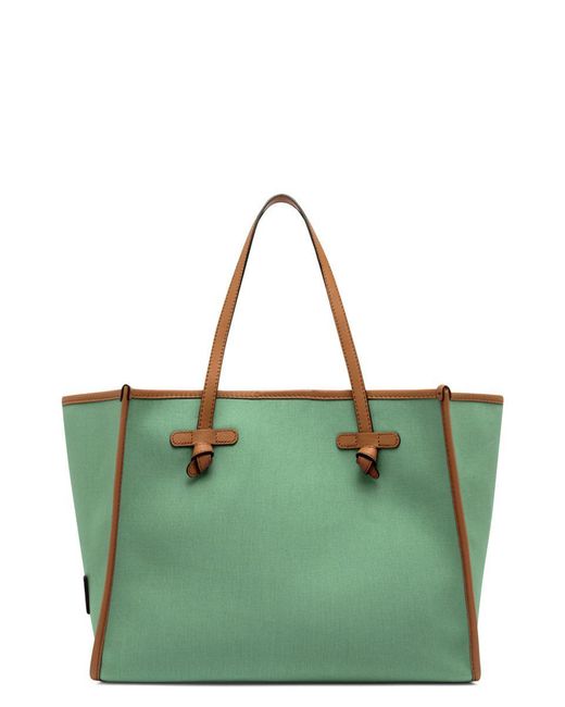Gianni Chiarini Green Marcella Canvas And Leather Shopping Bag