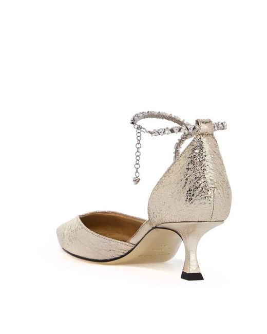 Jimmy Choo White 'Stevie 50 Metallic Crink