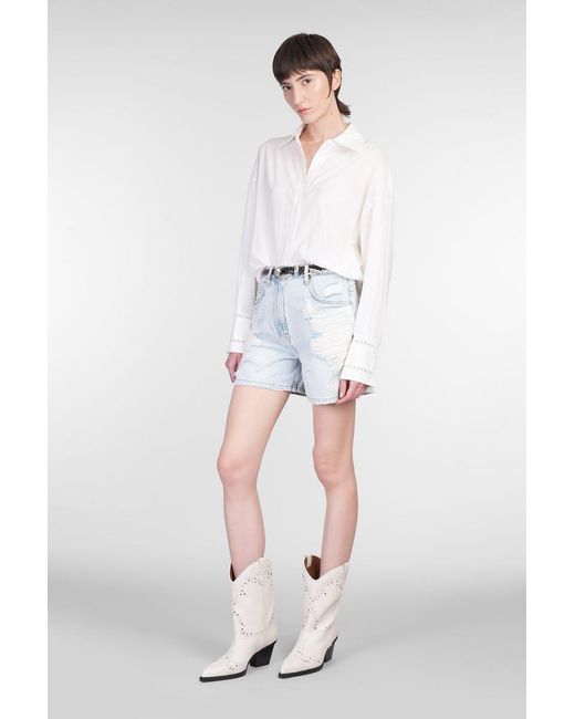 【送料&関税込】IRO Sascha Shorts In Blue Cotton IRO Sascha Shorts in Blue | Lyst