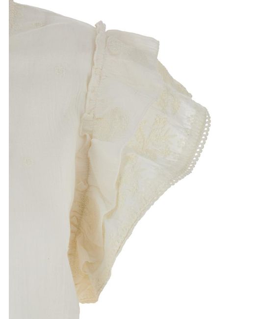 M.A.B.E White Top With V-Neck On The Front And Knot Closure
