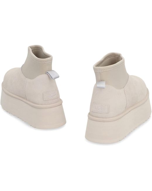 Ugg White Classic Mini Dipper Ankle Boots