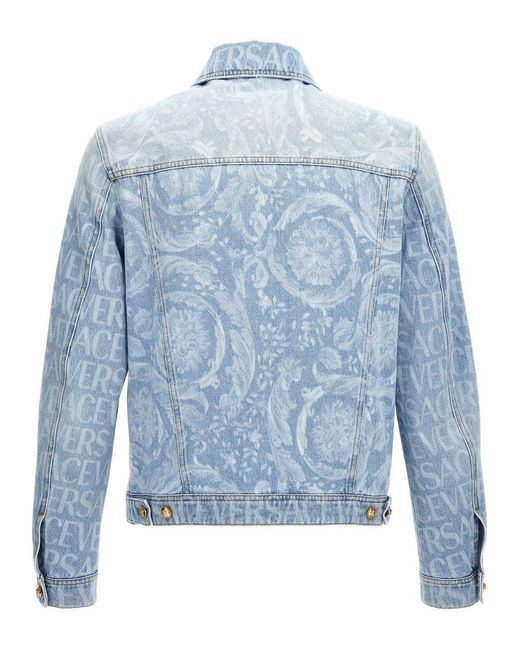 Versace Blue Allover Denim Jacket