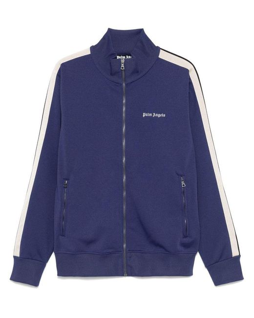 Palm Angels Blue High Collar Sweatshirt for men