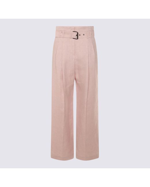 パンツ ELEVENTY PINK LINEN PANTS Eleventy Linen Pants in Pink | Lyst