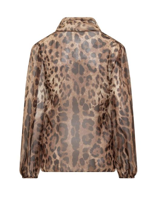 Dolce & Gabbana Brown Printed Chiffon Blouse