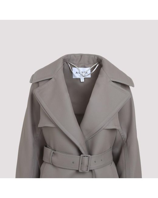 Alaïa Gray Double Diagonal Trench Coat