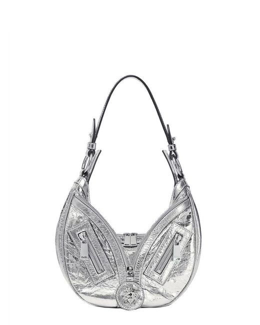 Versace Gray Repeat Leather Shoulder Bag