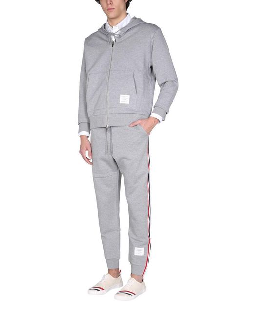 Thom Browne Gray Pantalone Jogging Con Rwb Stripe for men