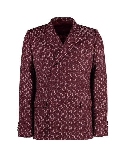 Gucci Purple Double-Breasted Wool Jacket for men