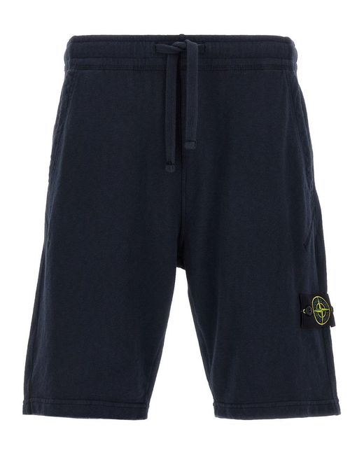 Stone Island Blue Logo Badge Bermuda Shorts for men