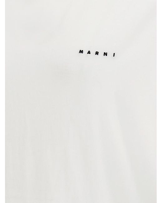 Marni White Logo Embroidery T-Shirt for men