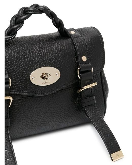 Mulberry Black Alexa Heavy Grain Mini Leather Crossbody Bag