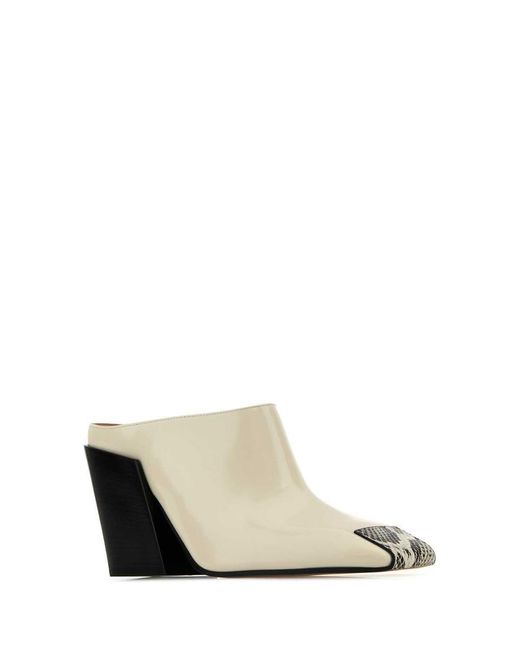 Bottega Veneta White Ivory Leather Ventura Mules