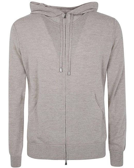 FILIPPO DE LAURENTIIS Gray Long Sleeves Cashmere Wool Full Zip Hoodie for men