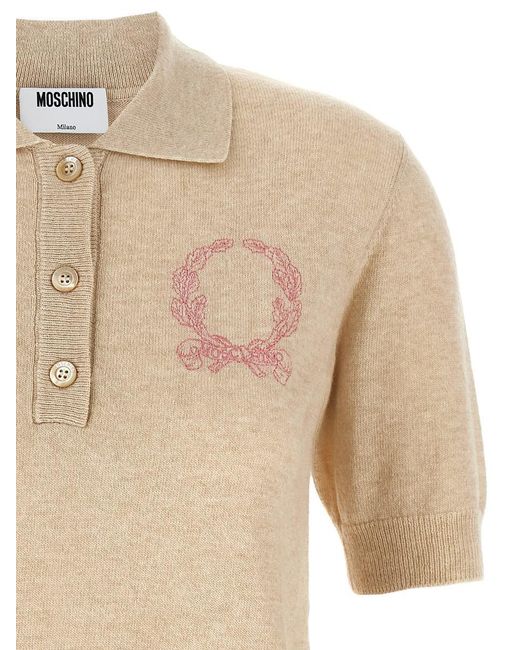 Tシャツ・カットソー Moschino Polo Sweater With Front Button Closure Moschino Polo Sweater With Front Button Closure In Neutral