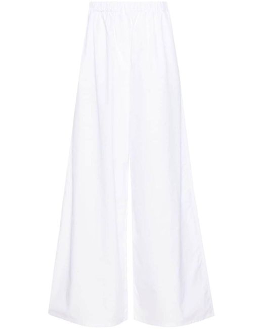 Max Mara White Wide-Leg Cotton Trousers