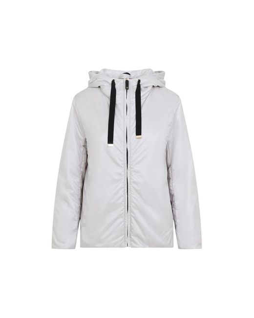 Max Mara Gray Hooded Jacket With Zip Front