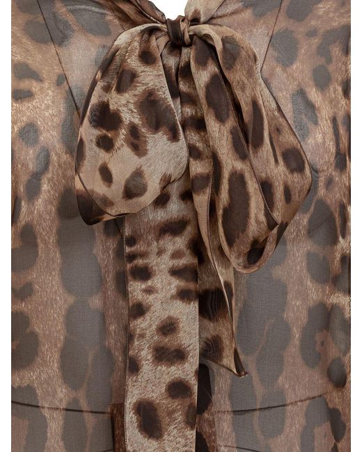 Dolce & Gabbana Brown Printed Chiffon Blouse