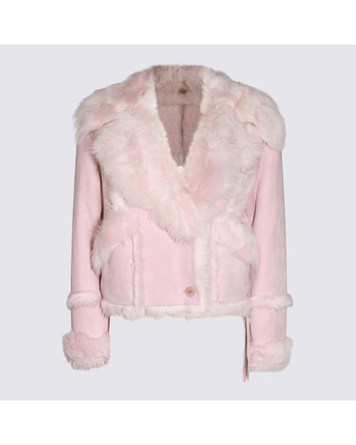 Salvatore Santoro Pink Lambskin Leather Biker Jacket