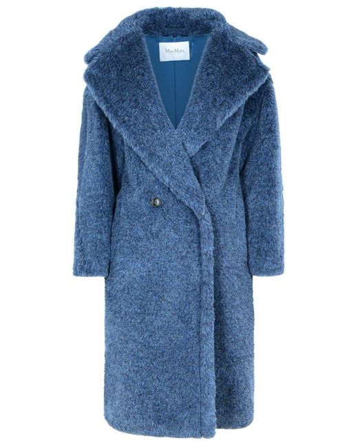 Max Mara Blue 'Zebra' Alpaca Blend Coat