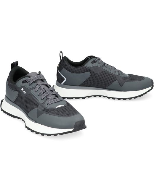 Boss Gray Jonah Fabric Low-Top Sneakers for men