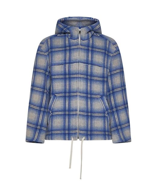 Isabel Marant Blue Kurt Checked Hooded Jacket for men