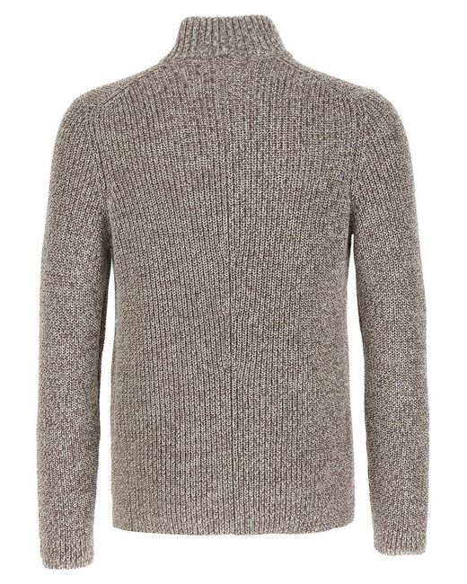 Brunello Cucinelli Gray Double-Breasted Cardigan for men