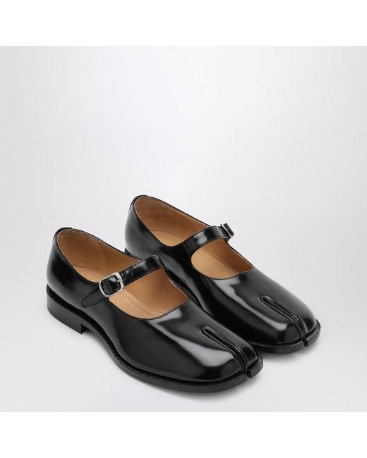 Maison Margiela Black Brushed Leather Mary-Jane Tabi