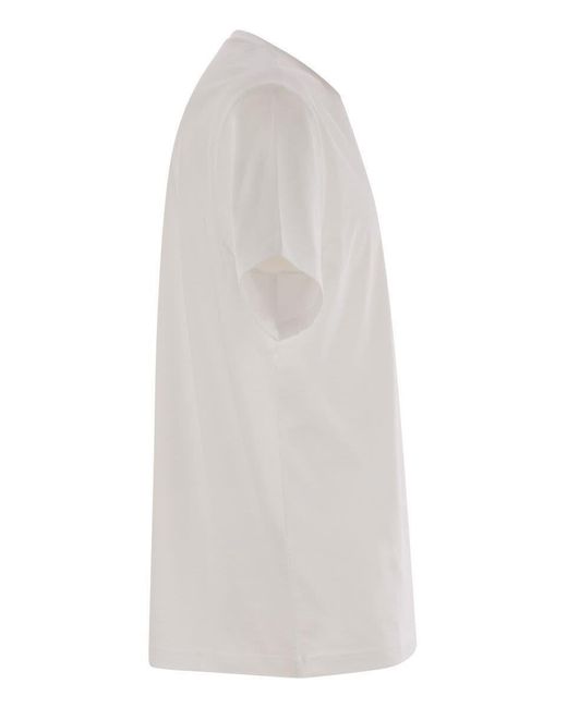 Fay White Cotton T-Shirt With Pocket for men