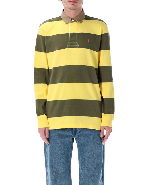 Polo Ralph Lauren Yellow Classic Fit Khaki-Collar Rugby Shirt for men