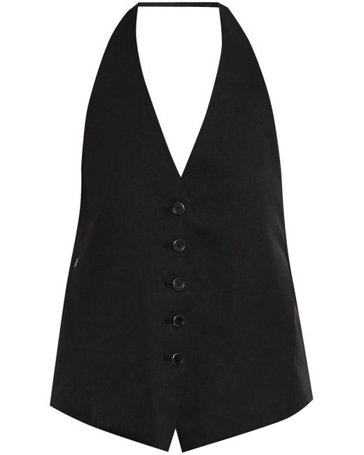 Helmut Lang Black Halter Vest.Round Po